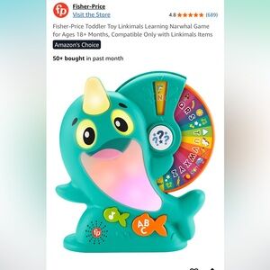 Fisher-Price Toddler Toy Linkimals Learning Narwhal (Ages 18+ Months)
